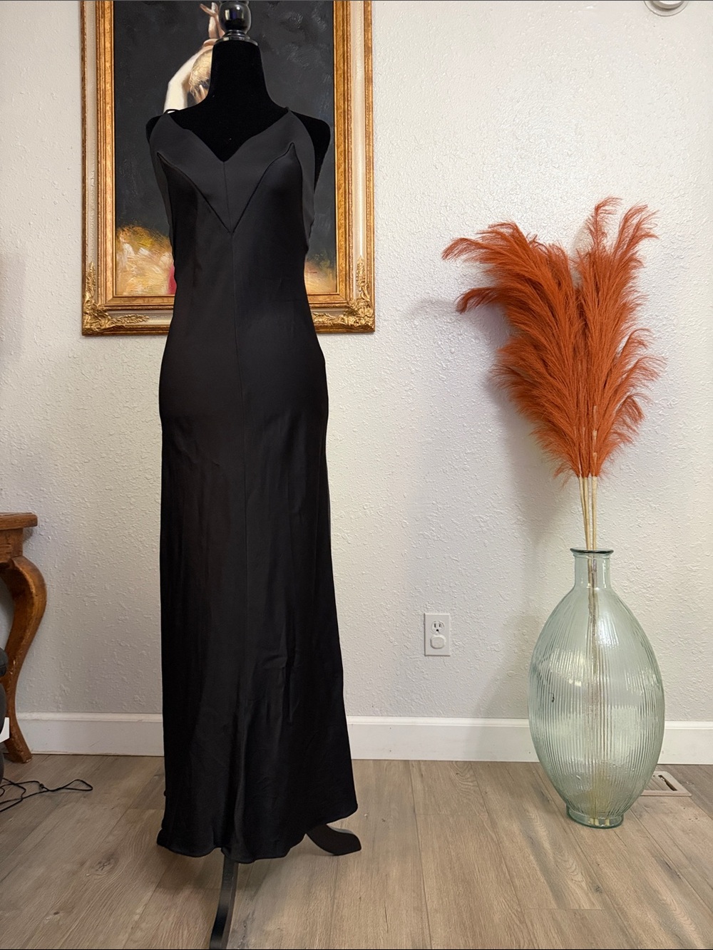 Zara Elegant Black Satin Slip Dress - Sleek Evening Gown
